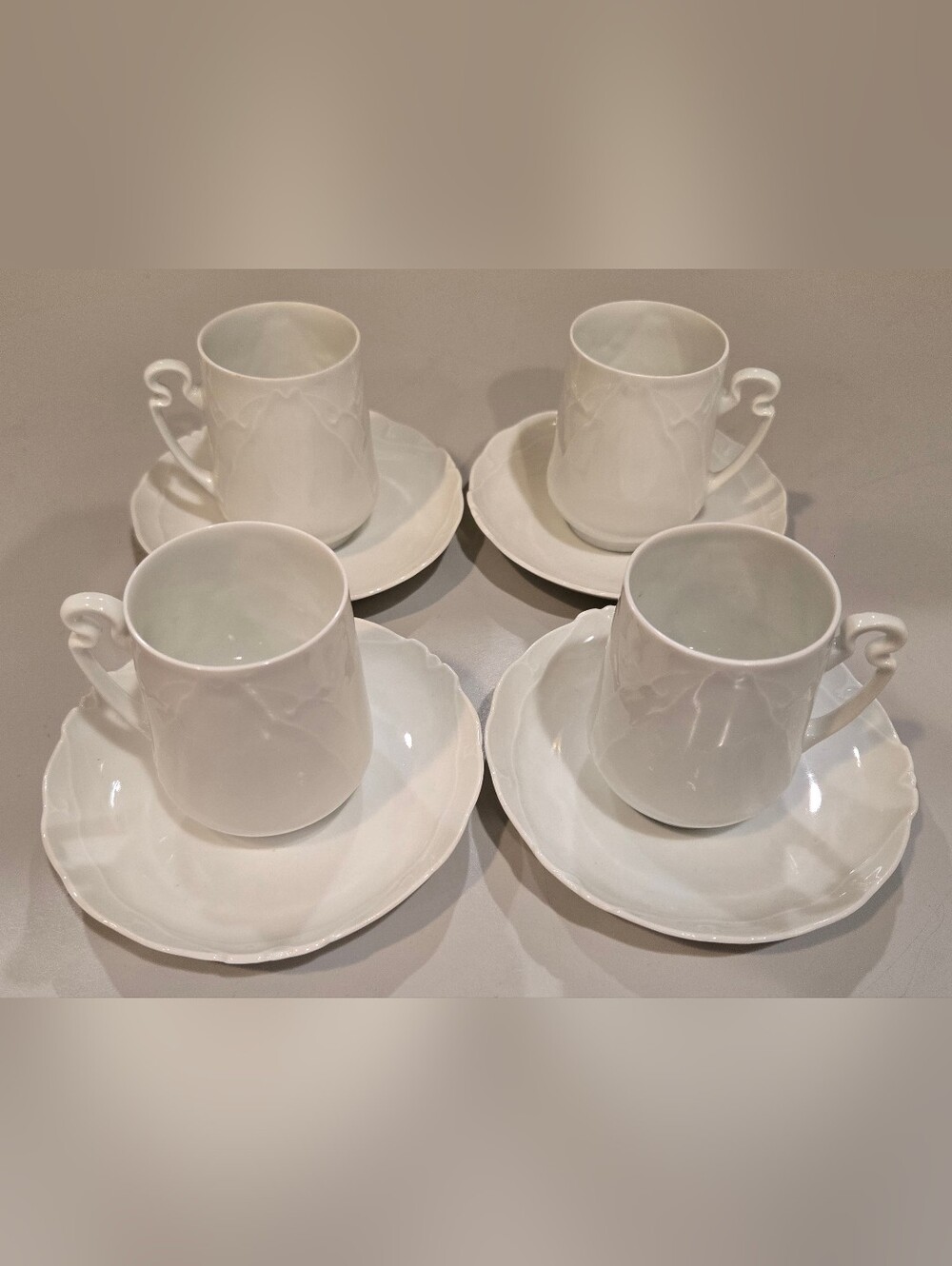 Silesia White Porcelain Tea Cup and Saucer Set - 4 Piece